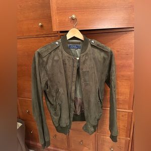 POLO RALPH LAUREN suede green bomber jacket